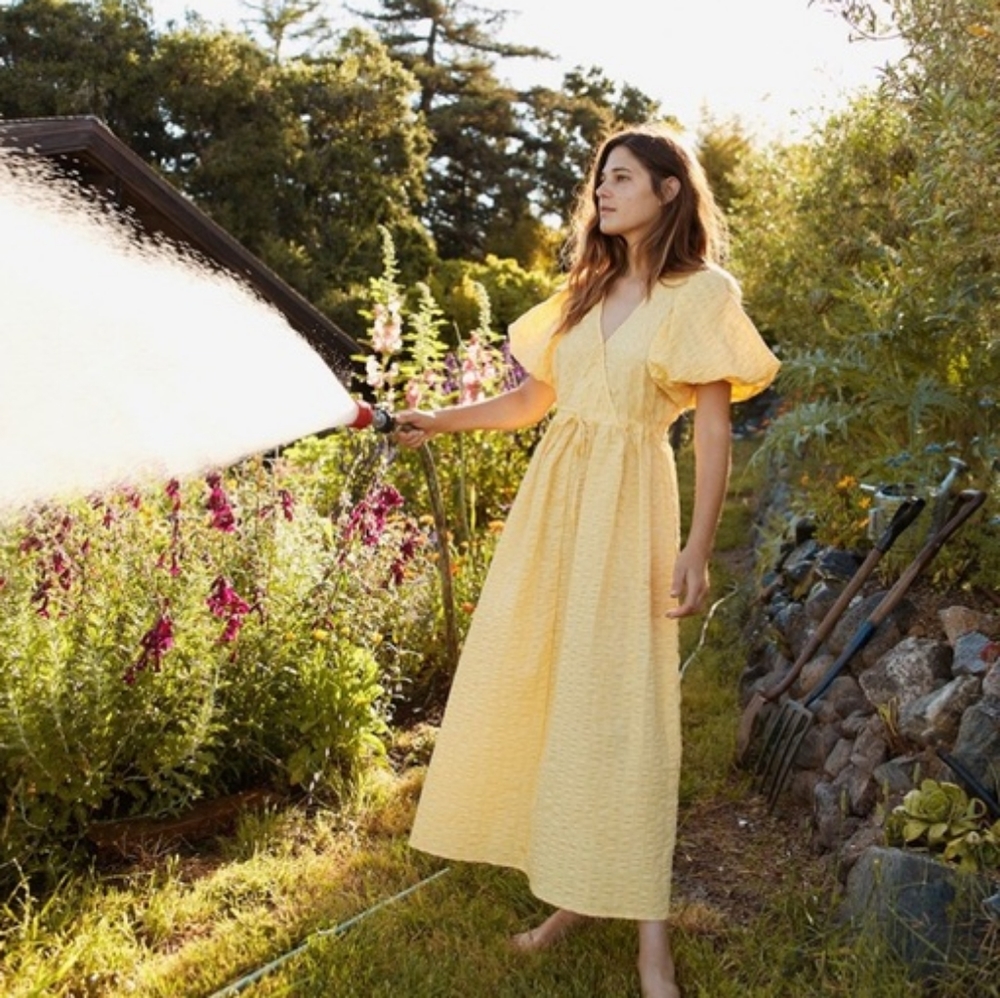 Rare yellow gingham Christy dawn dahlia dress